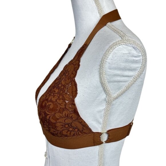 Free People We Are HAH Groupie Bralette Lace Halter Style Sz Large Womens Brown - Picture 8 of 10